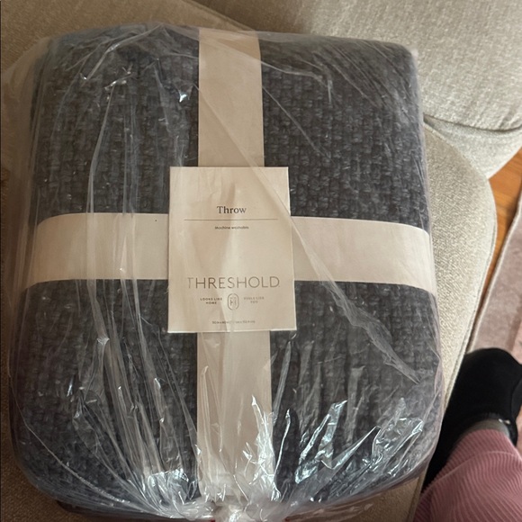 Threshold Size 50"x60" Marled Knit Throw Blanket Gray Blue Recycled Polyester - Picture 4 of 5